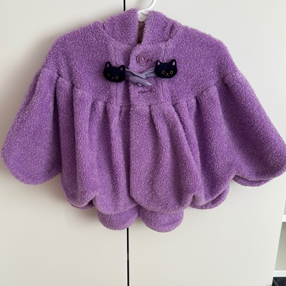 Toddler Purple Jacket with Cat Buttons